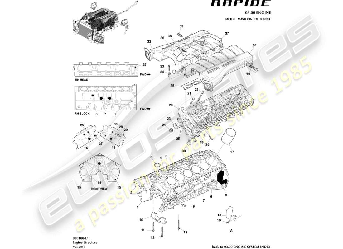 aston martin rapide (2019) engine structure part diagram