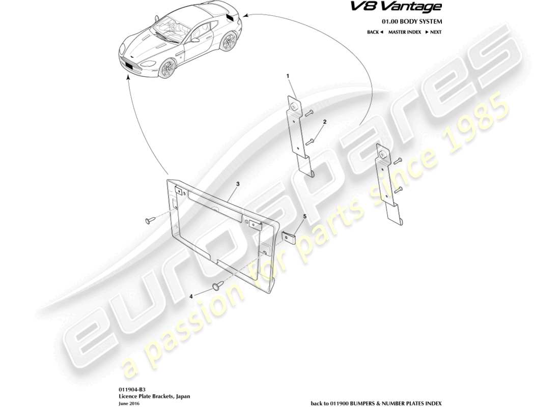 a part diagram from the Aston Martin V8 Vantage (2010) parts catalogue