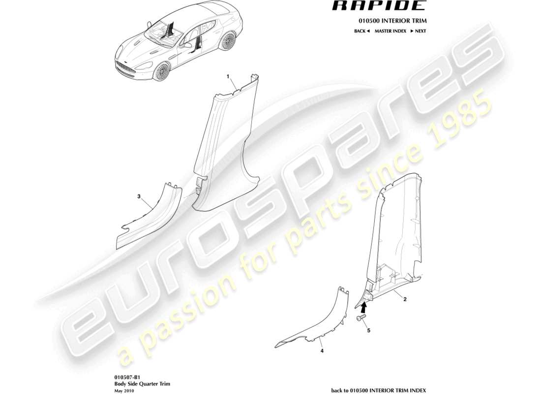 a part diagram from the aston martin rapide (2012) parts catalogue