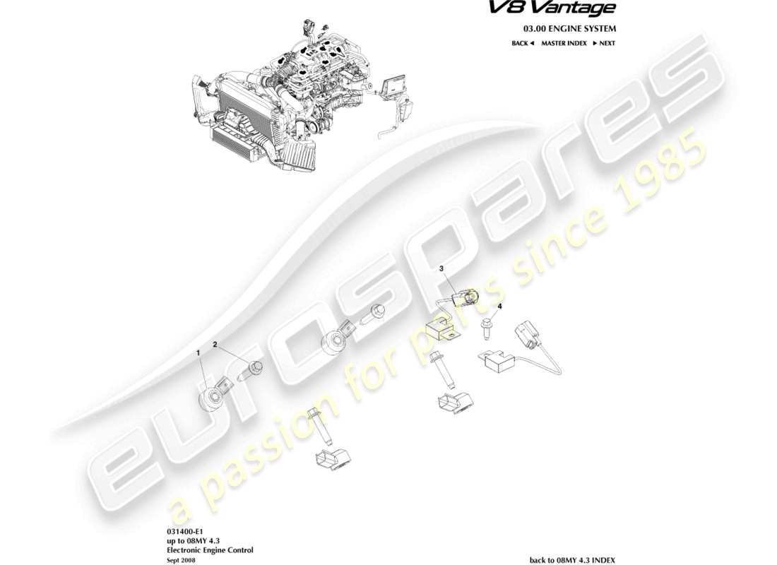 a part diagram from the aston martin v8 vantage (2006) parts catalogue
