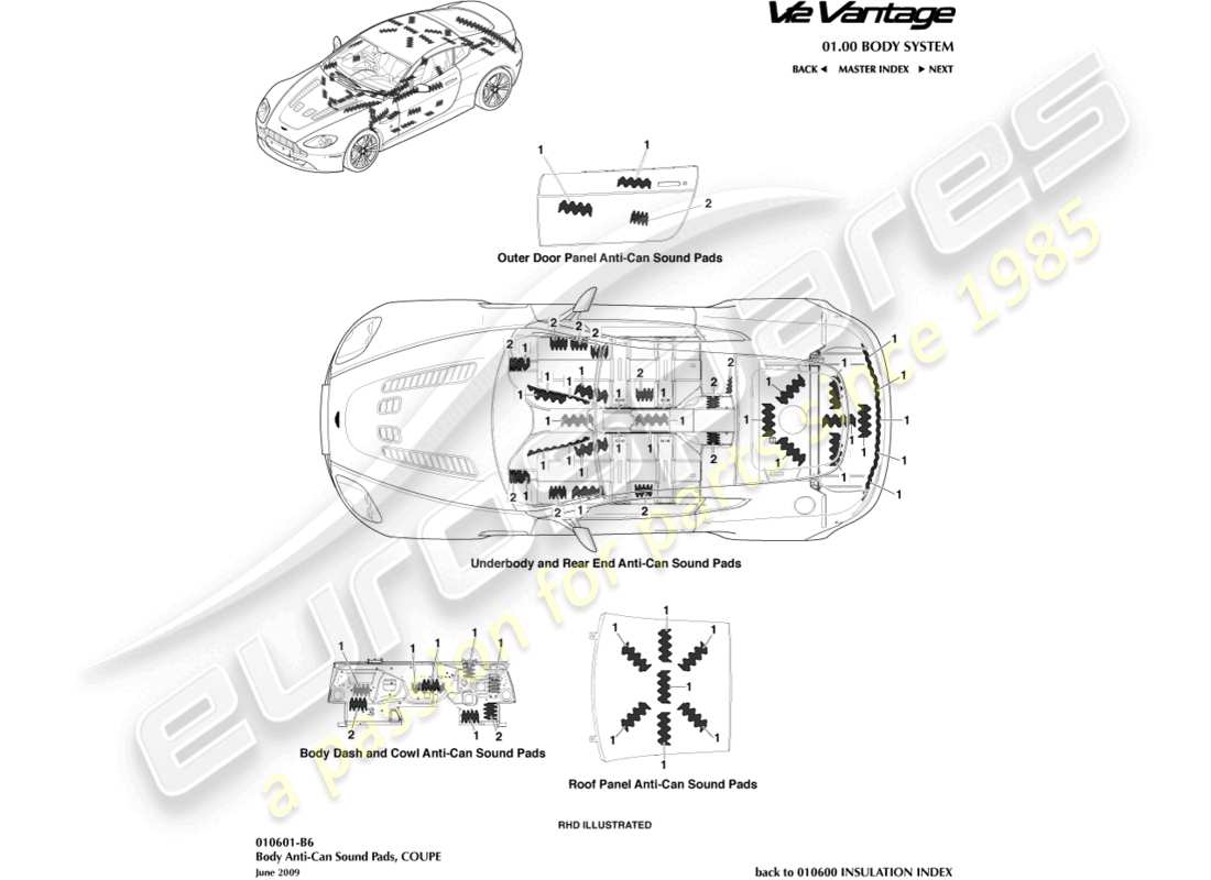 a part diagram from the aston martin v12 vantage parts catalogue