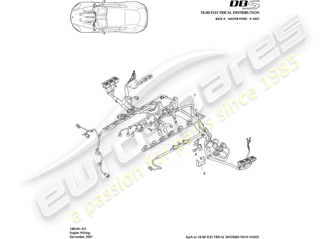 aston martin dbs (2012) engine bay harness part diagram