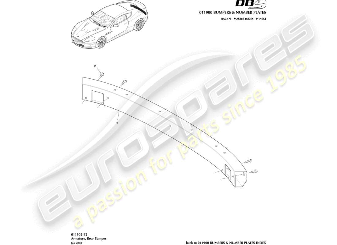 aston martin dbs (2014) rear bumper armature part diagram