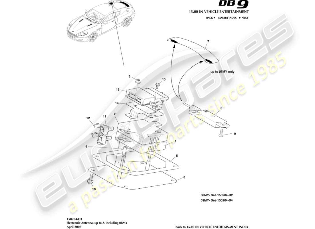 aston martin db9 (2011) electronic antenna part diagram