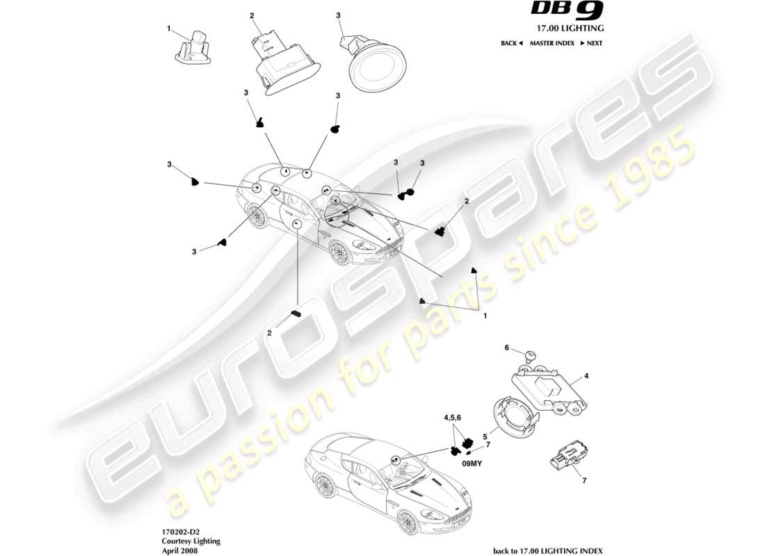 a part diagram from the Aston Martin DB9 (2006) parts catalogue