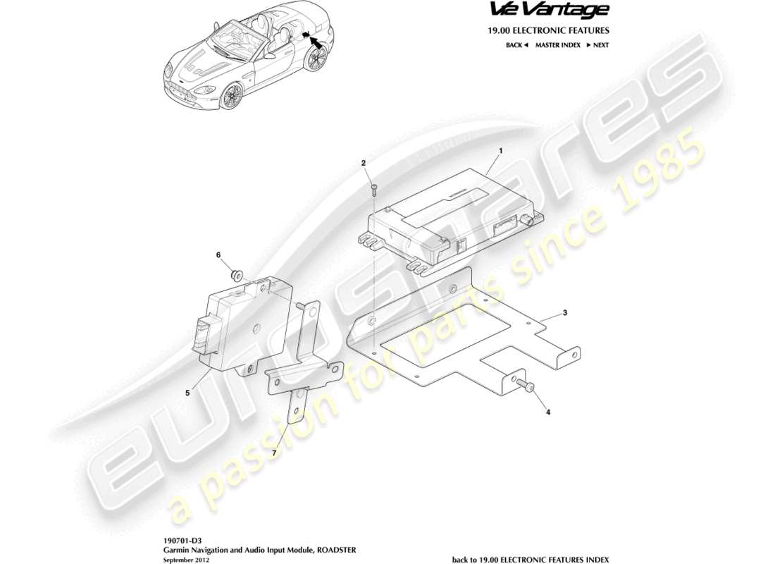 aston martin v12 vantage (2013) garmin navigation, roadster, 12my part diagram