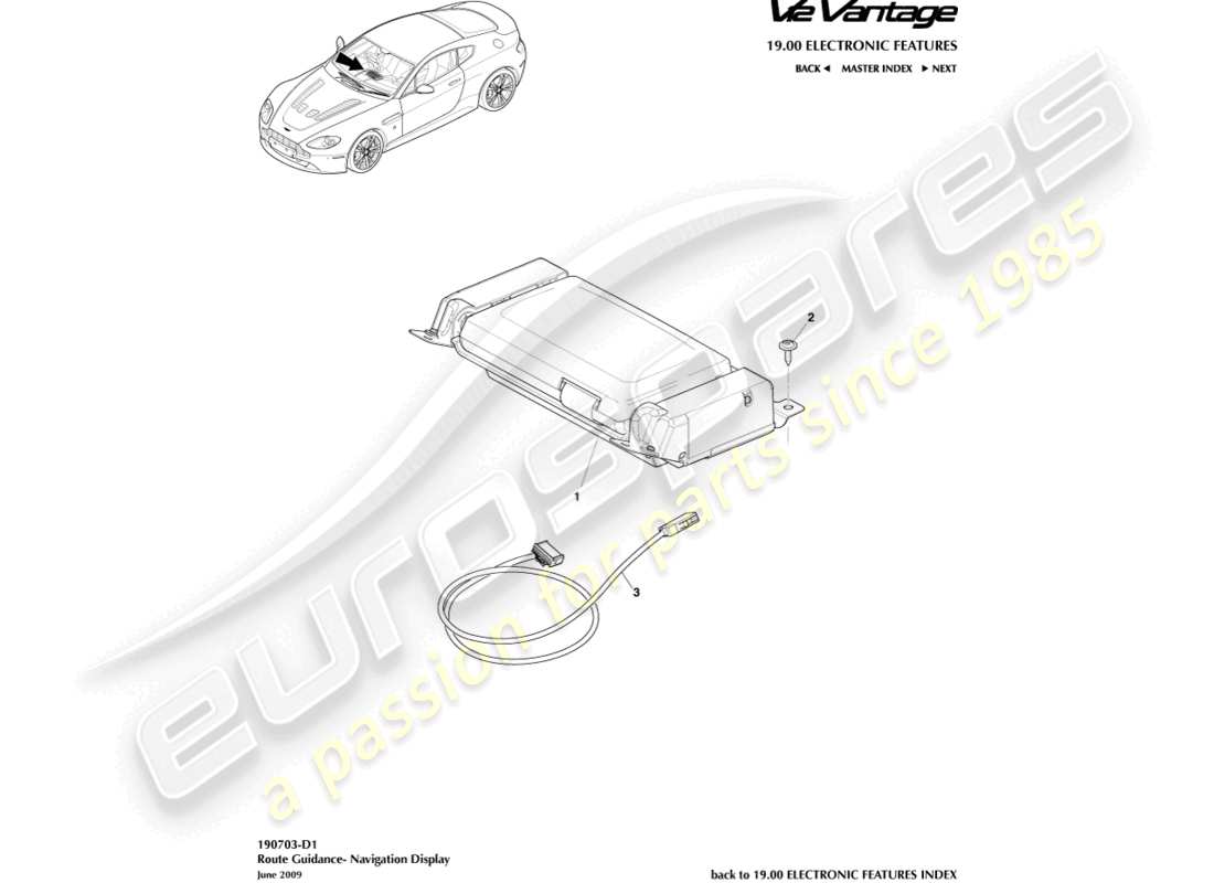 aston martin v12 vantage (2011) navigation display part diagram