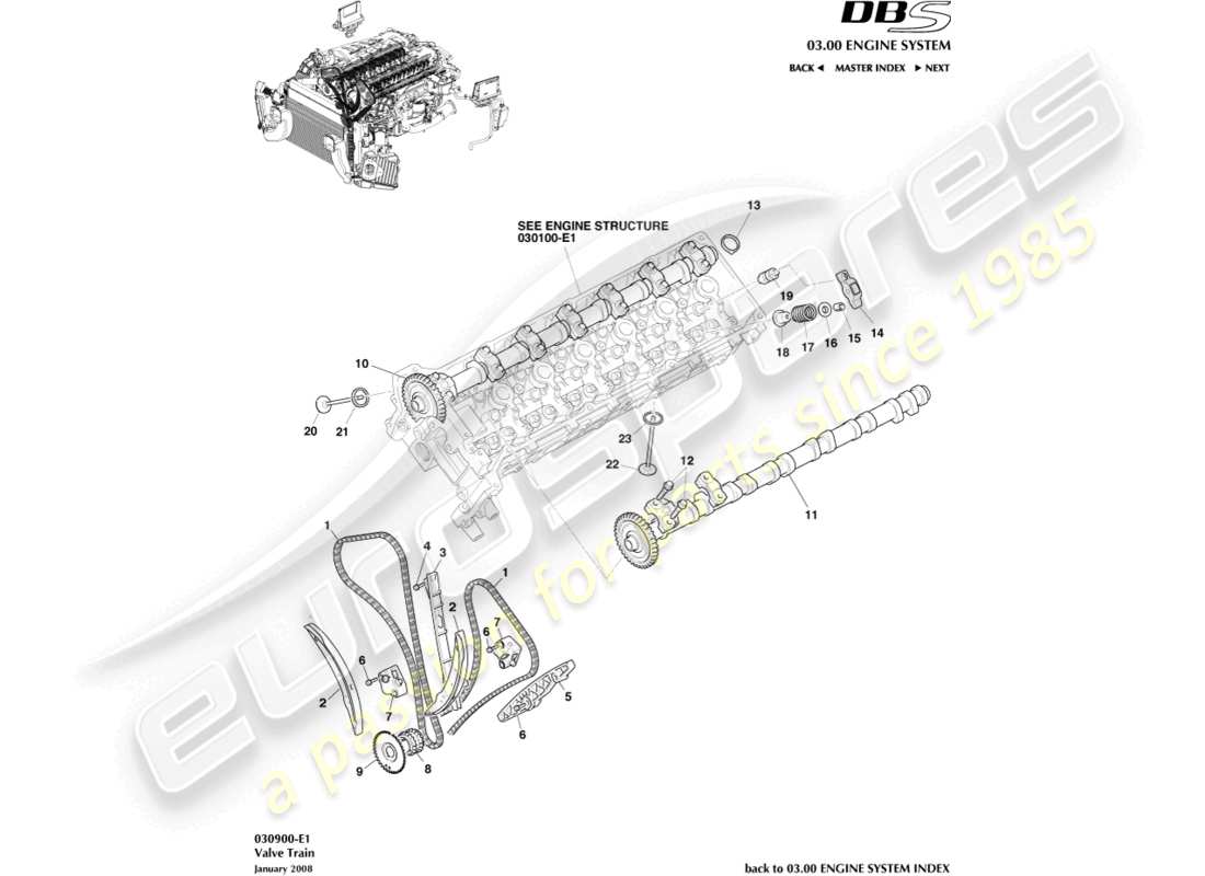 aston martin dbs (2012) valve train part diagram