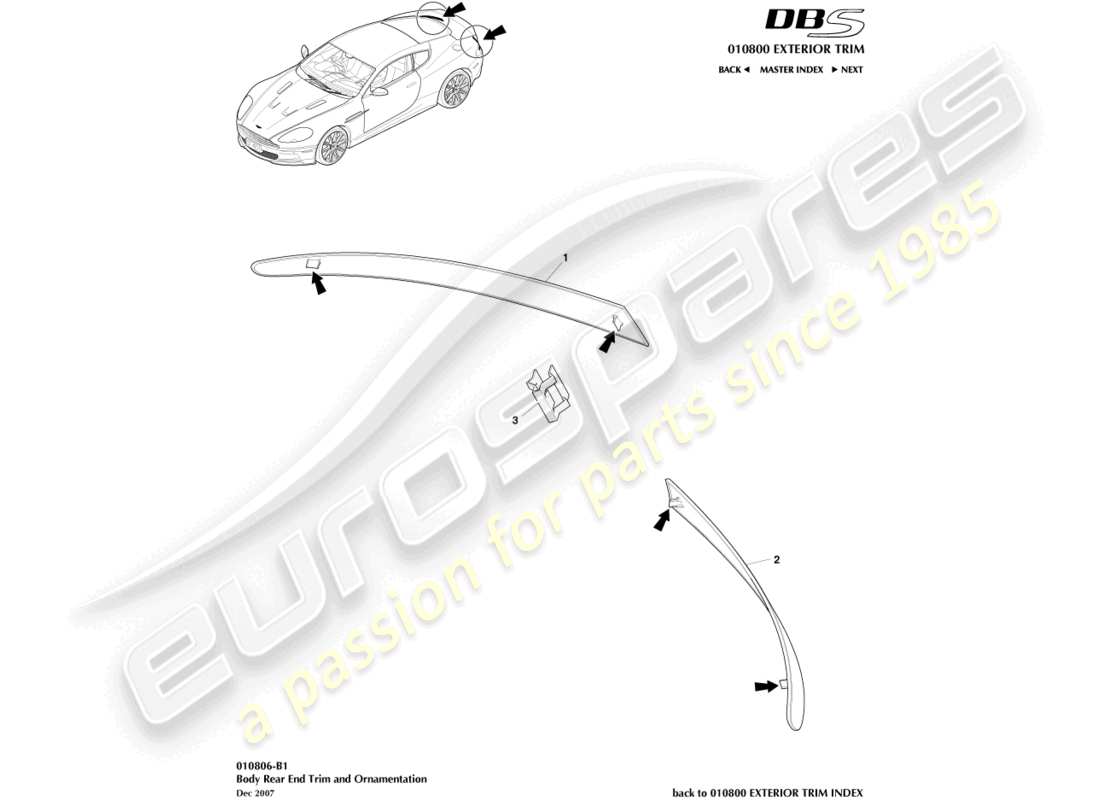 aston martin dbs (2011) body rear end trim part diagram