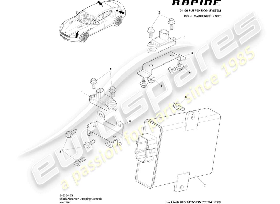 a part diagram from the aston martin rapide parts catalogue