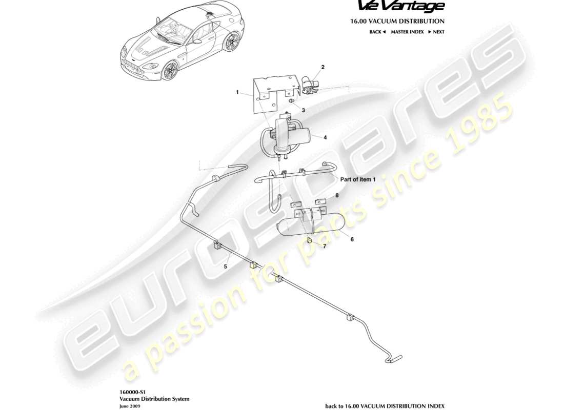 aston martin v12 vantage (2010) vacuum distribution part diagram