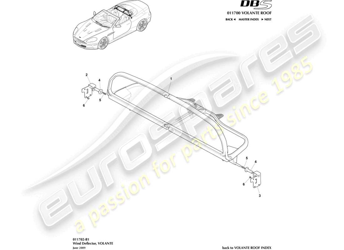 aston martin dbs (2012) wind deflector part diagram