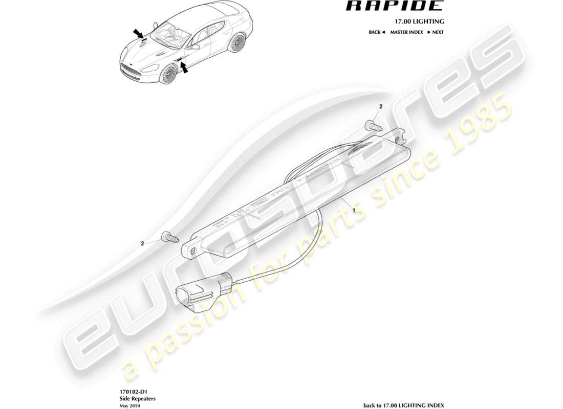 a part diagram from the aston martin rapide (2014) parts catalogue
