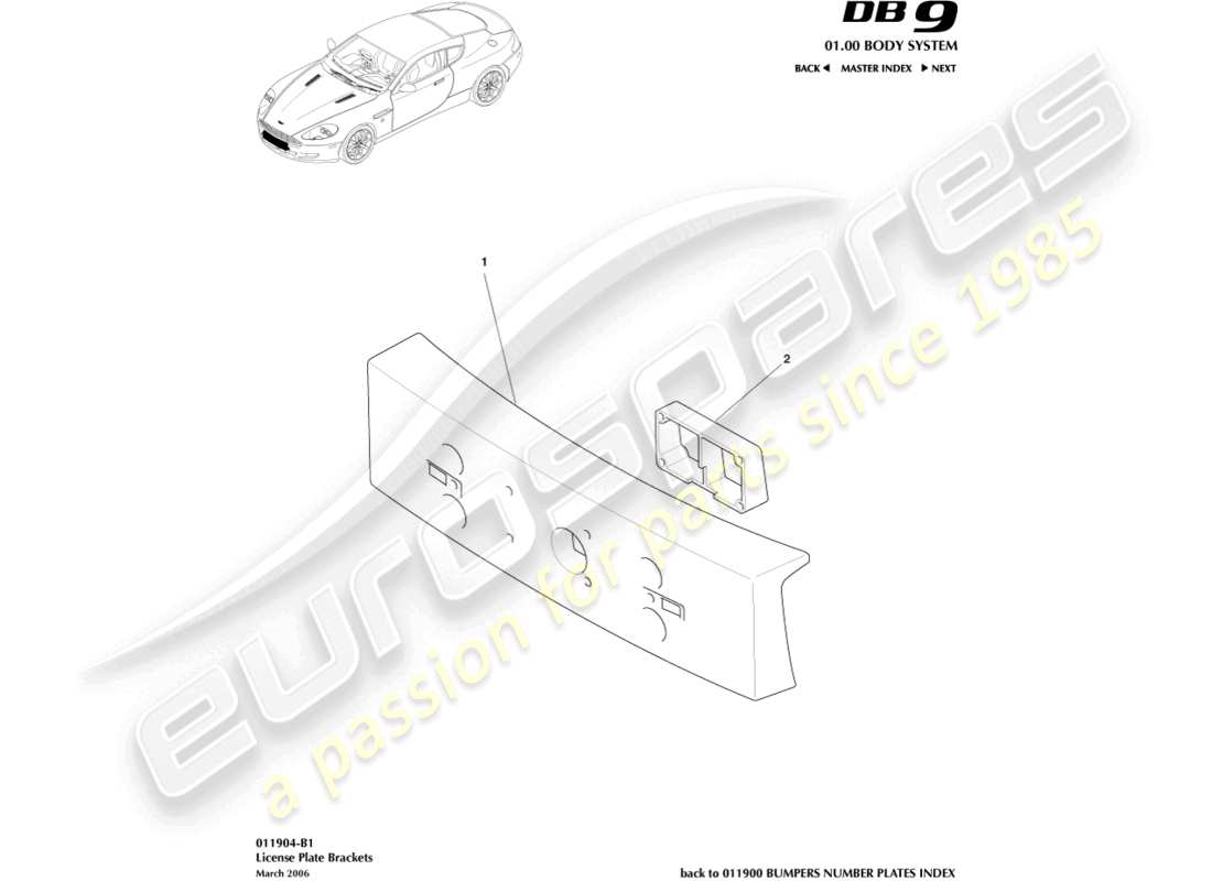 a part diagram from the aston martin db9 (2006) parts catalogue