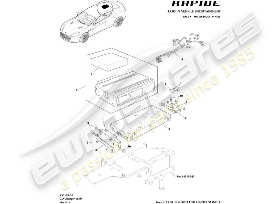 a part diagram from the aston martin rapide (2013) parts catalogue
