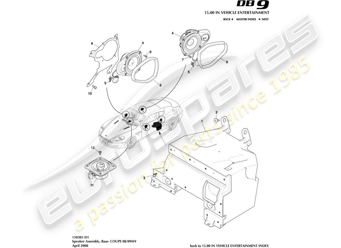 a part diagram from the aston martin db9 parts catalogue