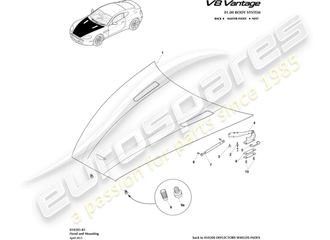 a part diagram from the aston martin v8 vantage (2014) parts catalogue