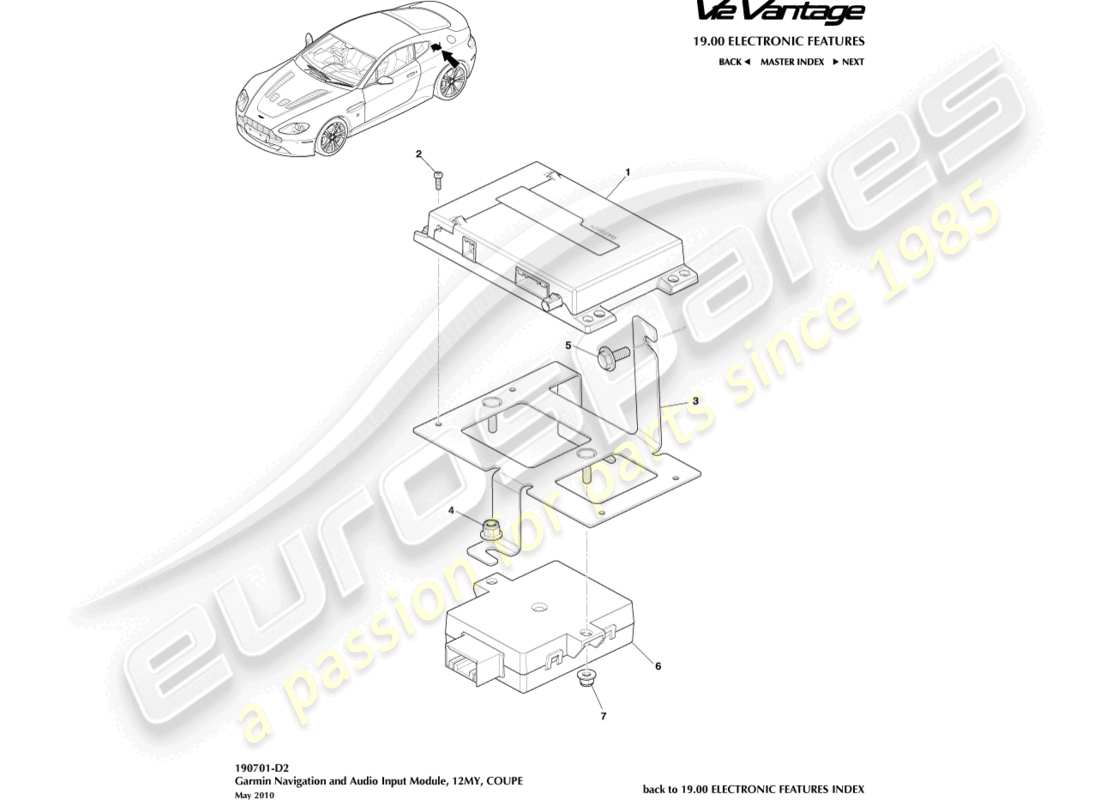 aston martin v12 vantage (2011) garmin navigation, coupe, 12my part diagram