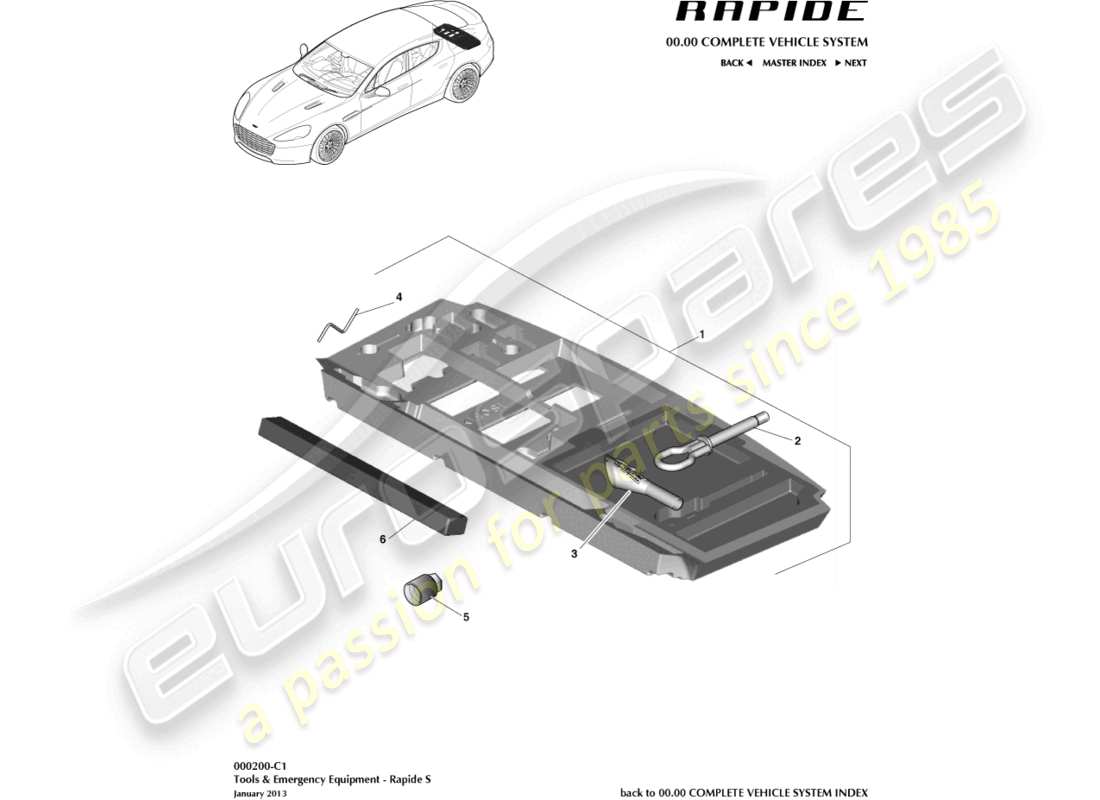 aston martin rapide (2013) tools & emergency equipment, s part diagram