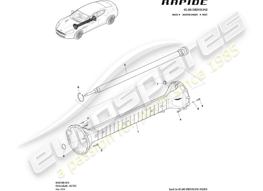 aston martin rapide (2017) torque tube assembly, 6 spd part diagram