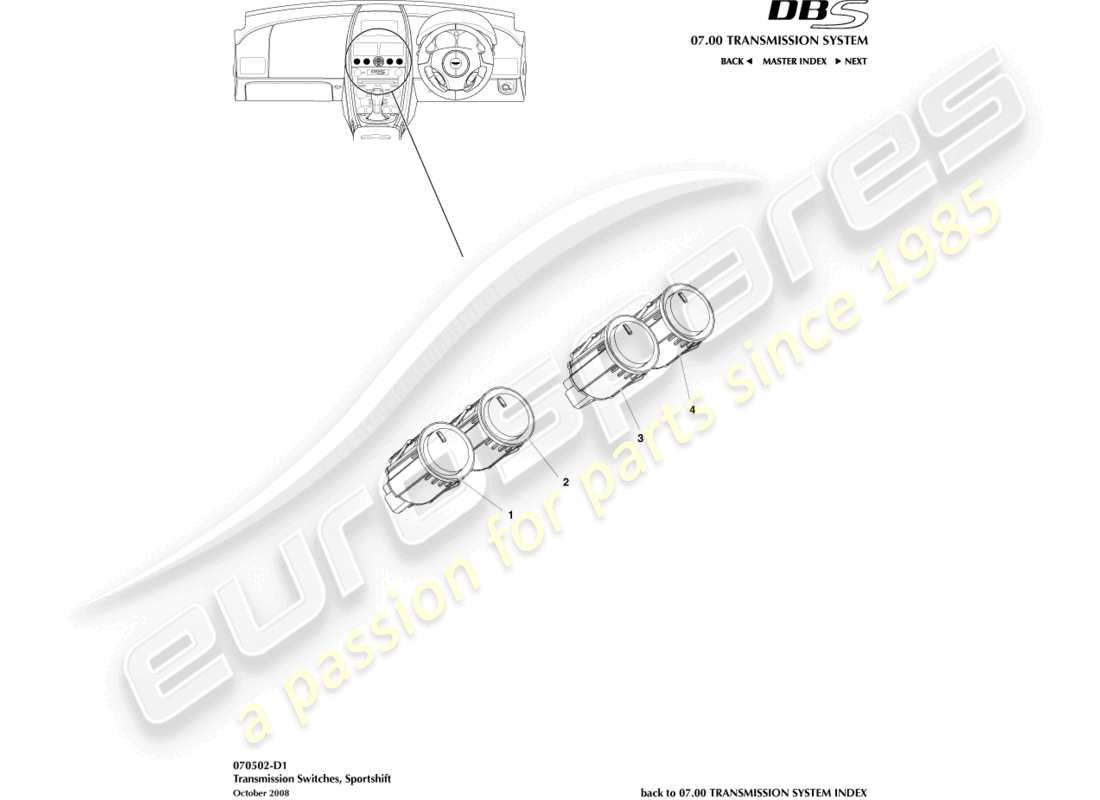 aston martin dbs (2012) transaxle switches part diagram