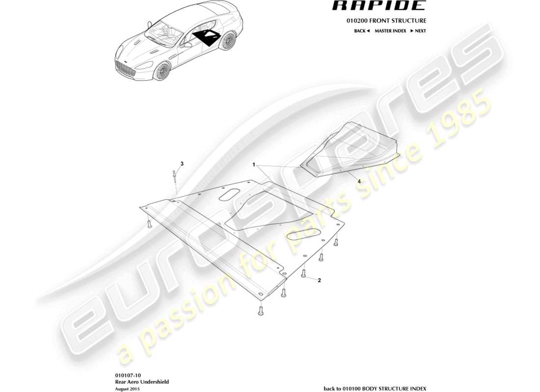 aston martin rapide (2014) rear undershield part diagram