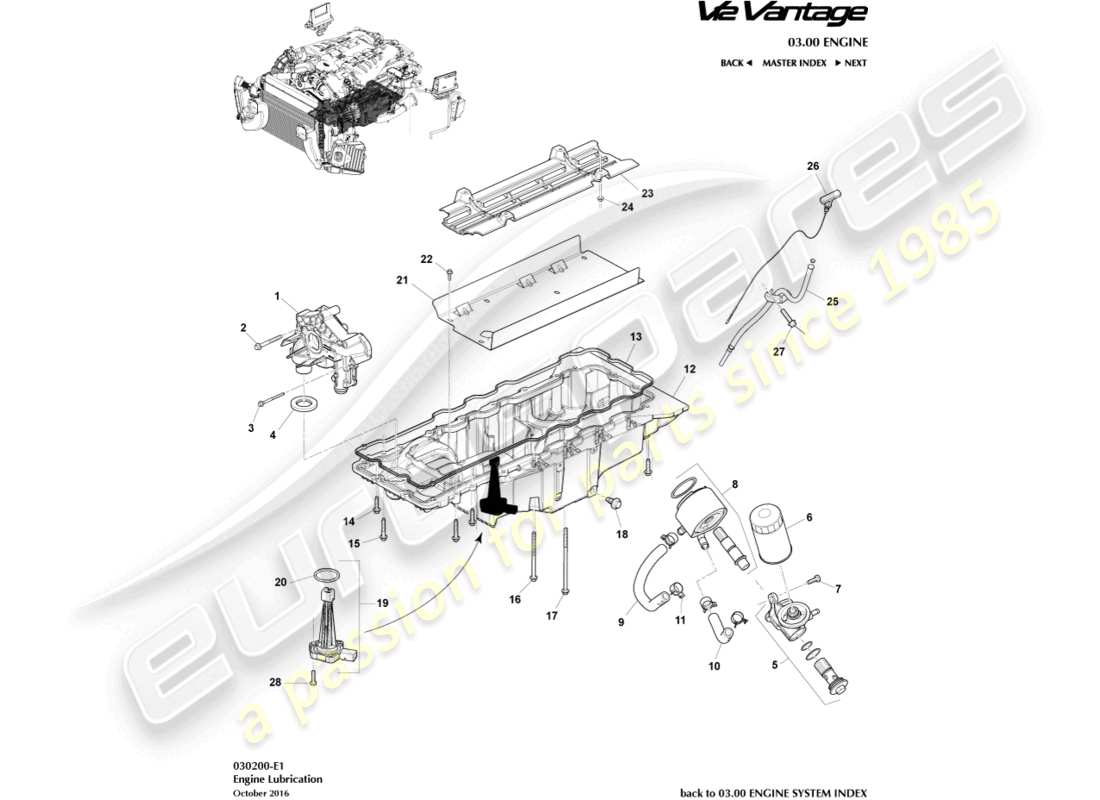 aston martin v12 vantage (2013) engine lubrication part diagram