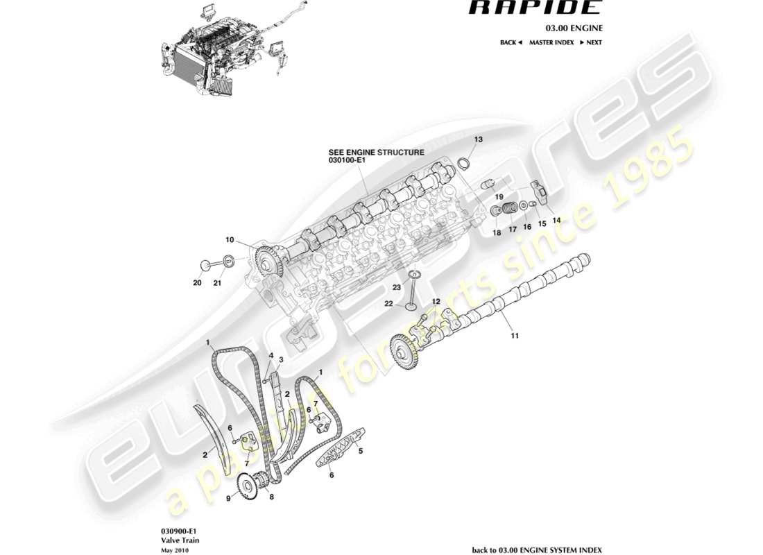 aston martin rapide (2019) valve train part diagram