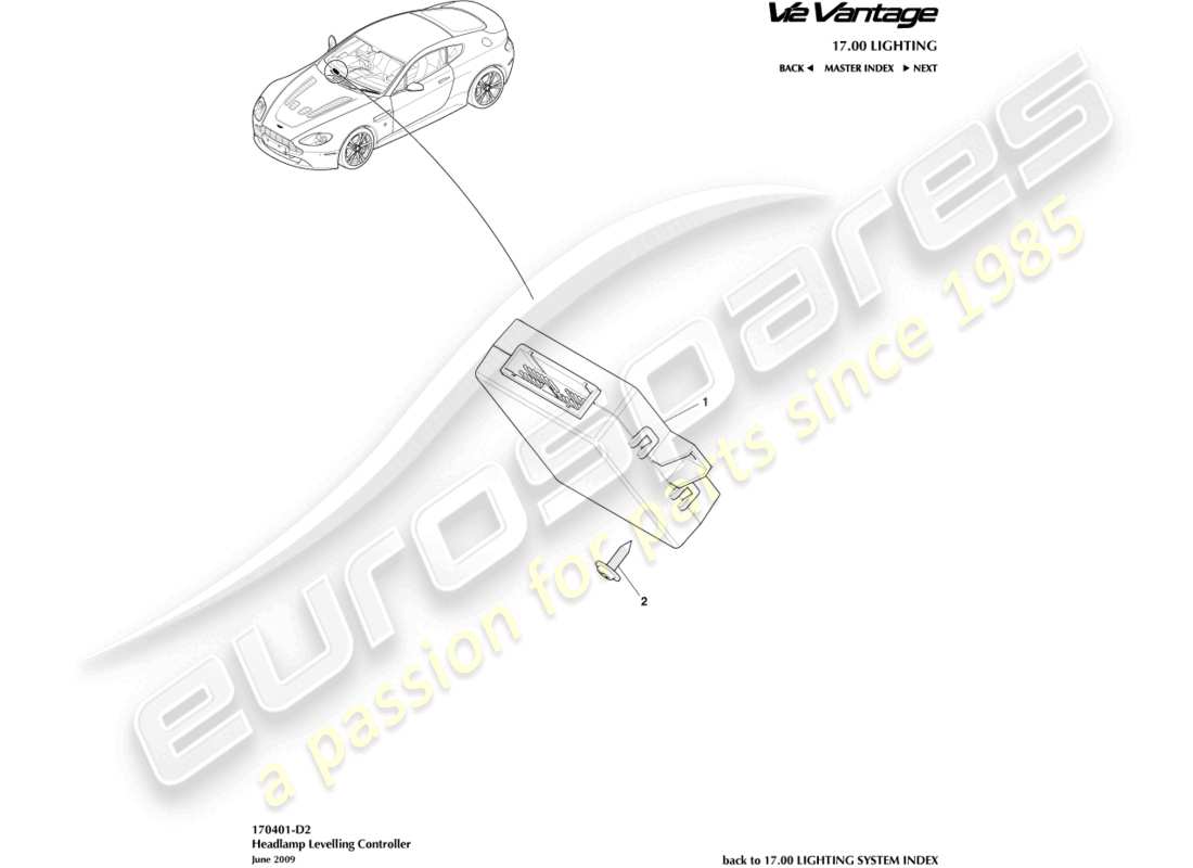 a part diagram from the aston martin v12 vantage (2013) parts catalogue