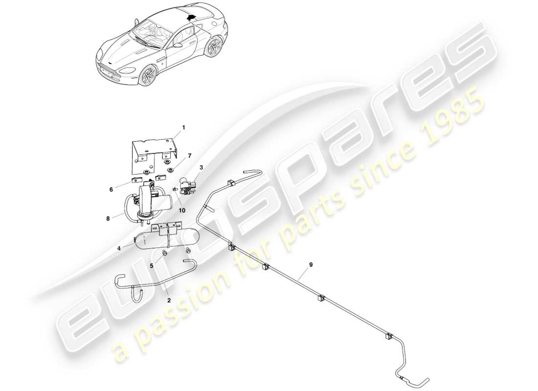 a part diagram from the aston martin v8 vantage (2005) parts catalogue
