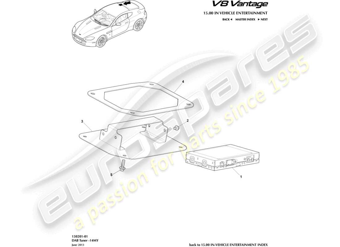 a part diagram from the aston martin v8 vantage (2017) parts catalogue