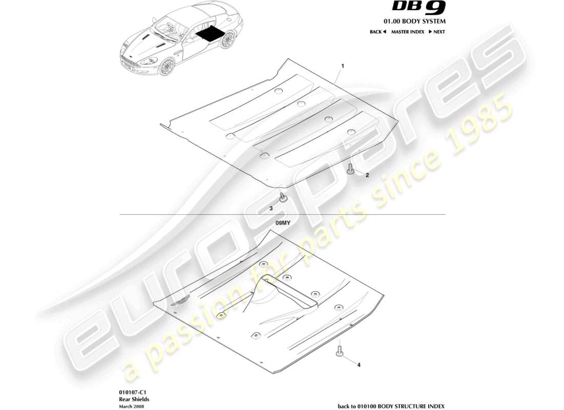 a part diagram from the aston martin db9 (2005) parts catalogue