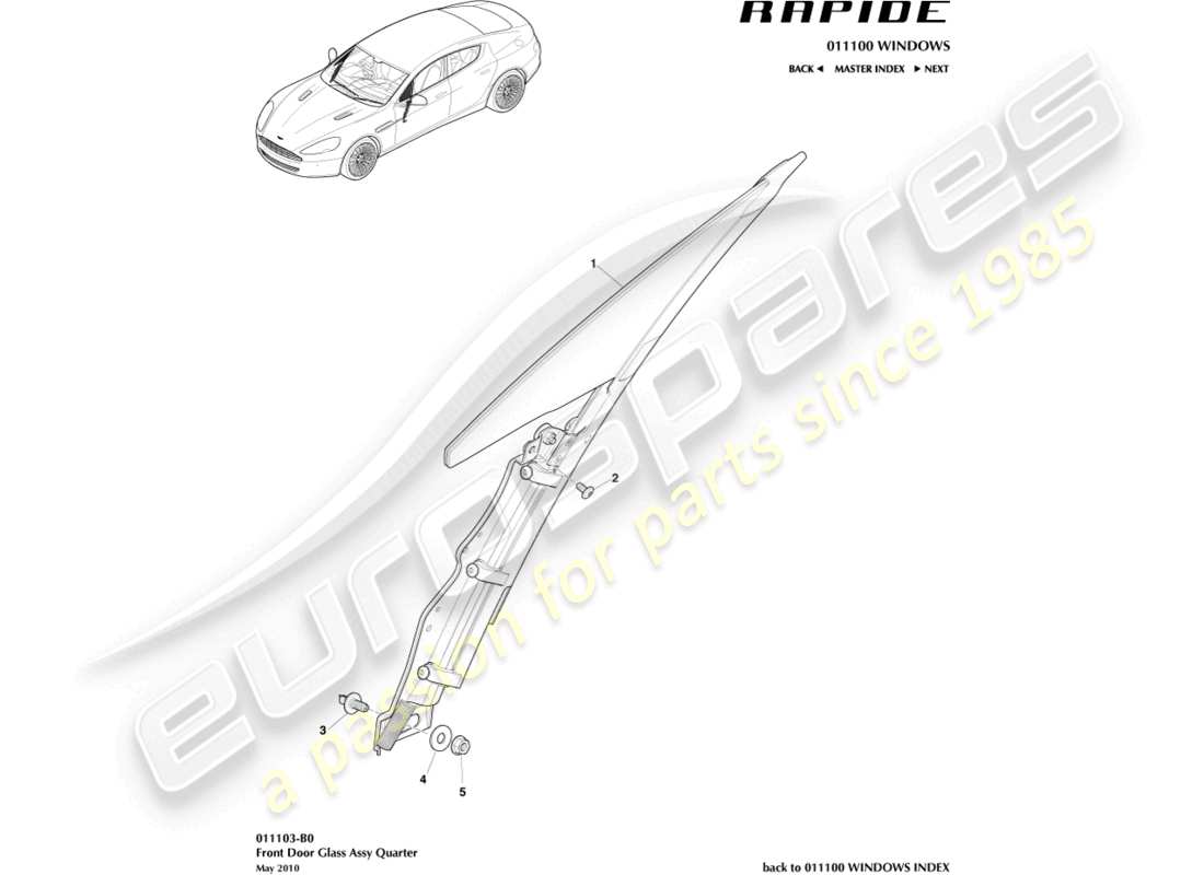 a part diagram from the aston martin rapide (2012) parts catalogue
