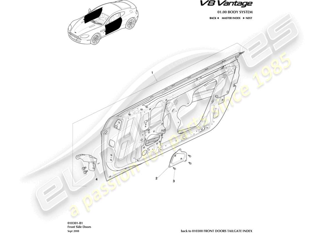 a part diagram from the aston martin v8 vantage (2012) parts catalogue