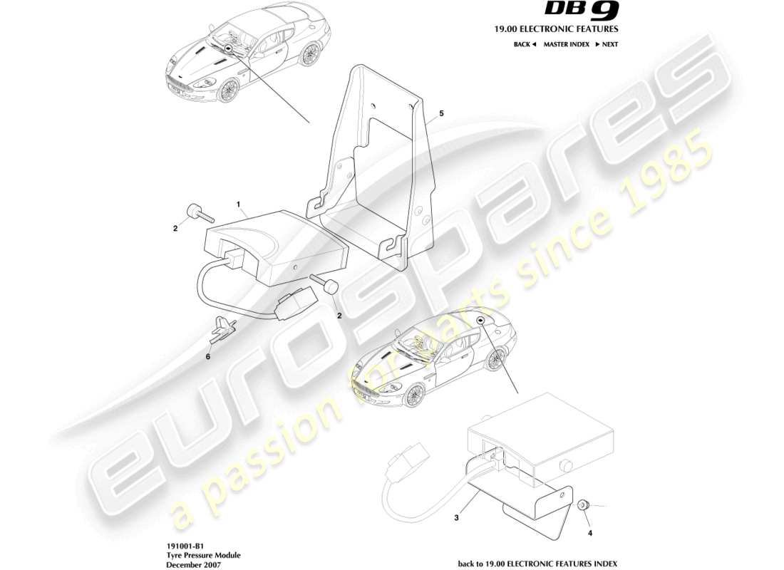 a part diagram from the aston martin db9 (2010) parts catalogue