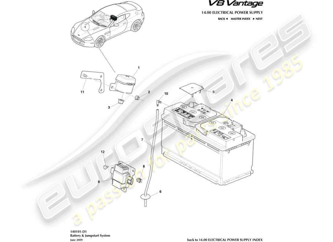 a part diagram from the aston martin vantage gt8 parts catalogue