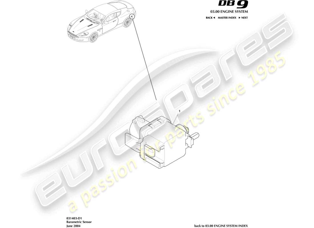 a part diagram from the aston martin db9 (2009) parts catalogue