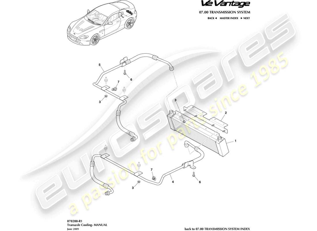 aston martin v12 vantage (2013) transmission cooler part diagram