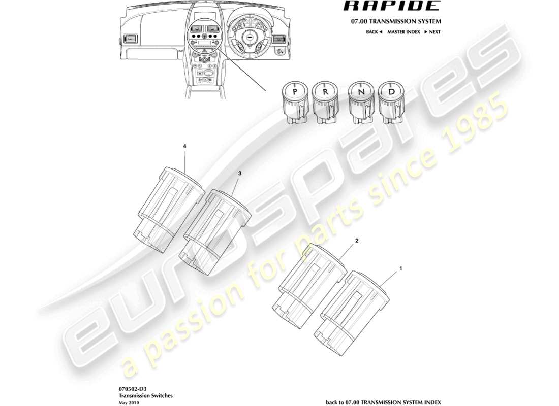 a part diagram from the aston martin rapide parts catalogue
