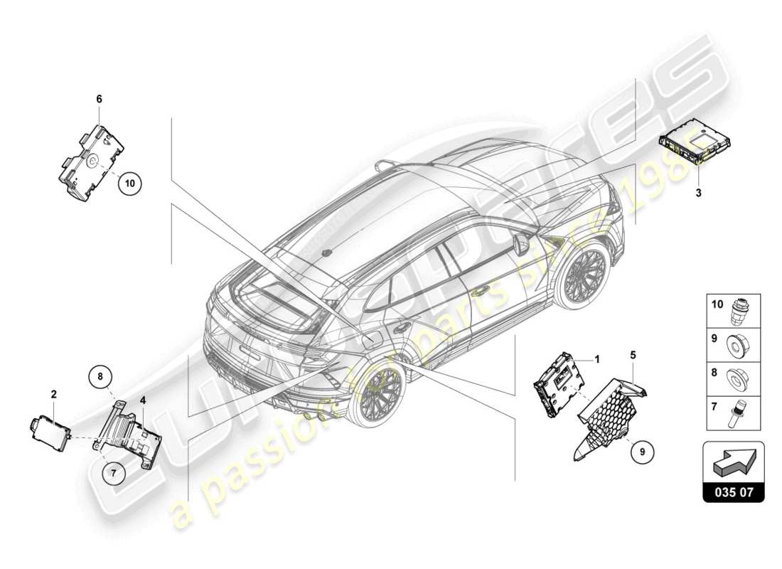 lamborghini urus performante (2023) tv tuner part diagram