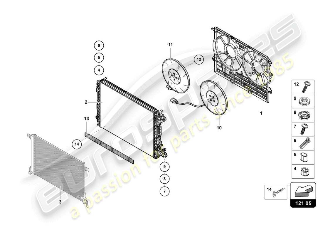 lamborghini urus (2022) radiator fan part diagram