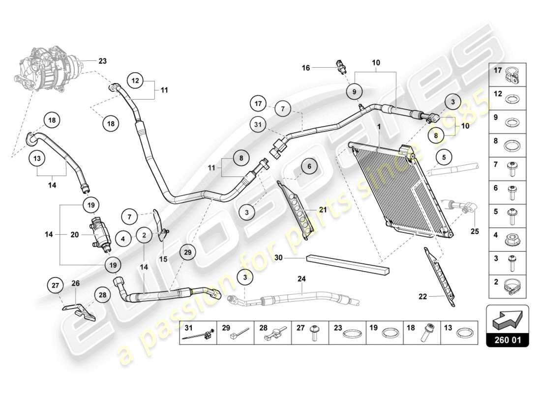 lamborghini 2022 (lp770-4 svj coupe) a/c condenser part diagram