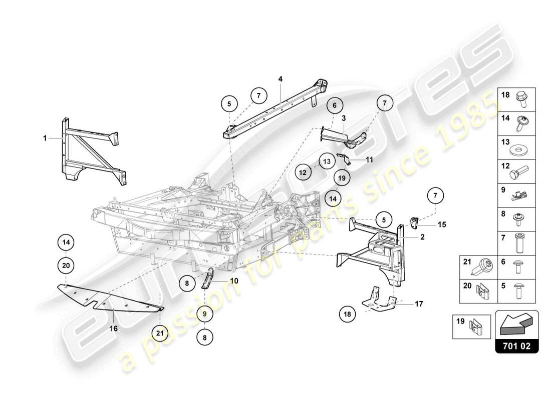 lamborghini lp770-4 svj roadster (2022) trim frame front part part diagram