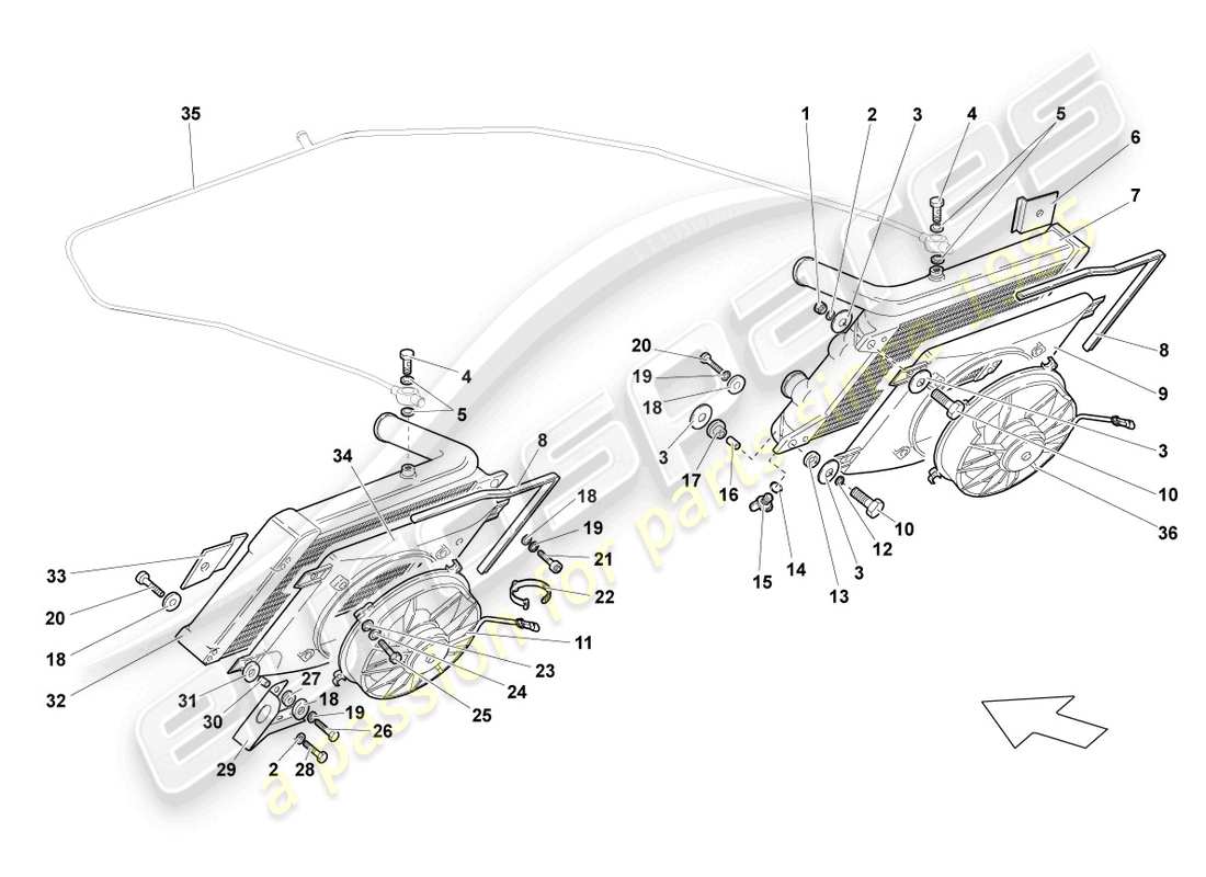 lamborghini reventon cooler for coolant parts diagram