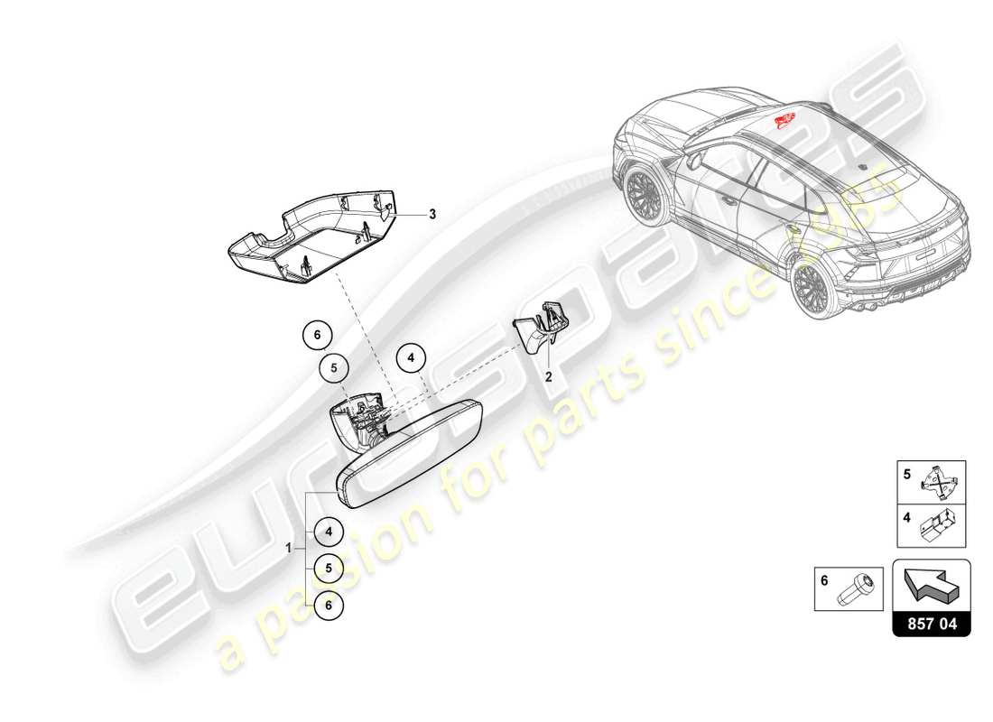 lamborghini urus (2020) interior mirror parts diagram