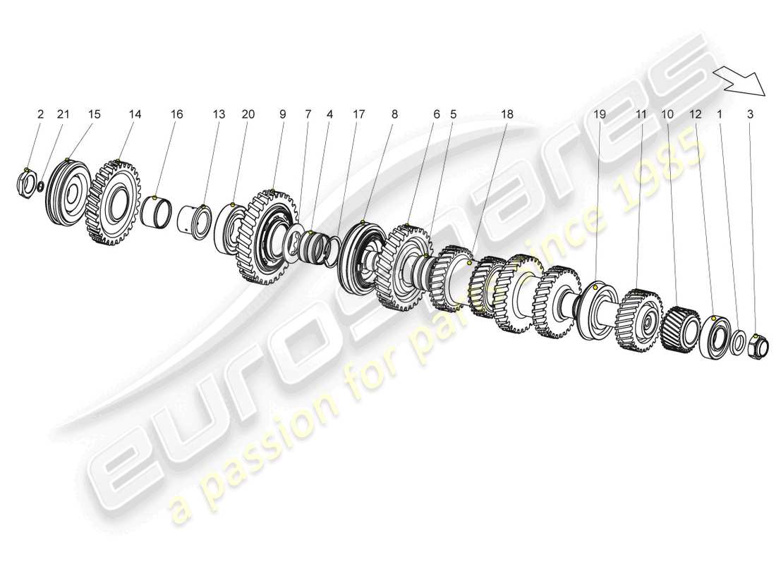 lamborghini gallardo coupe (2007) output shaft part diagram