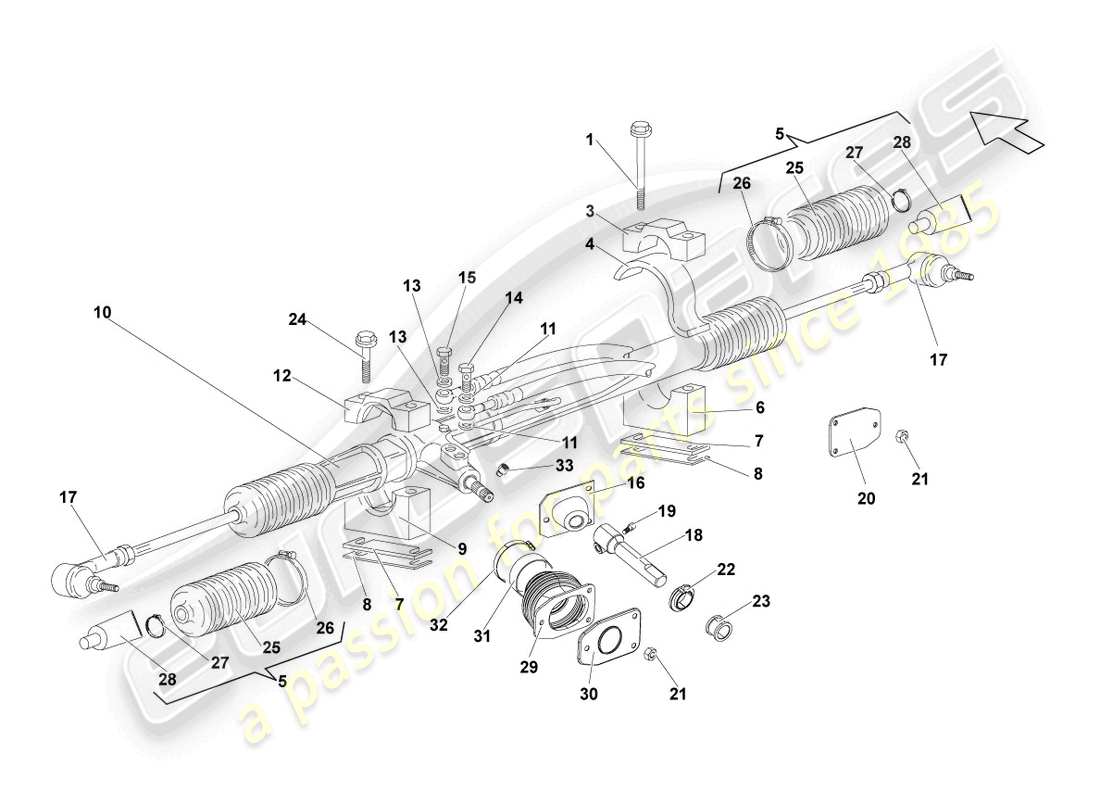 lamborghini gallardo spyder (2008) steering gear part diagram