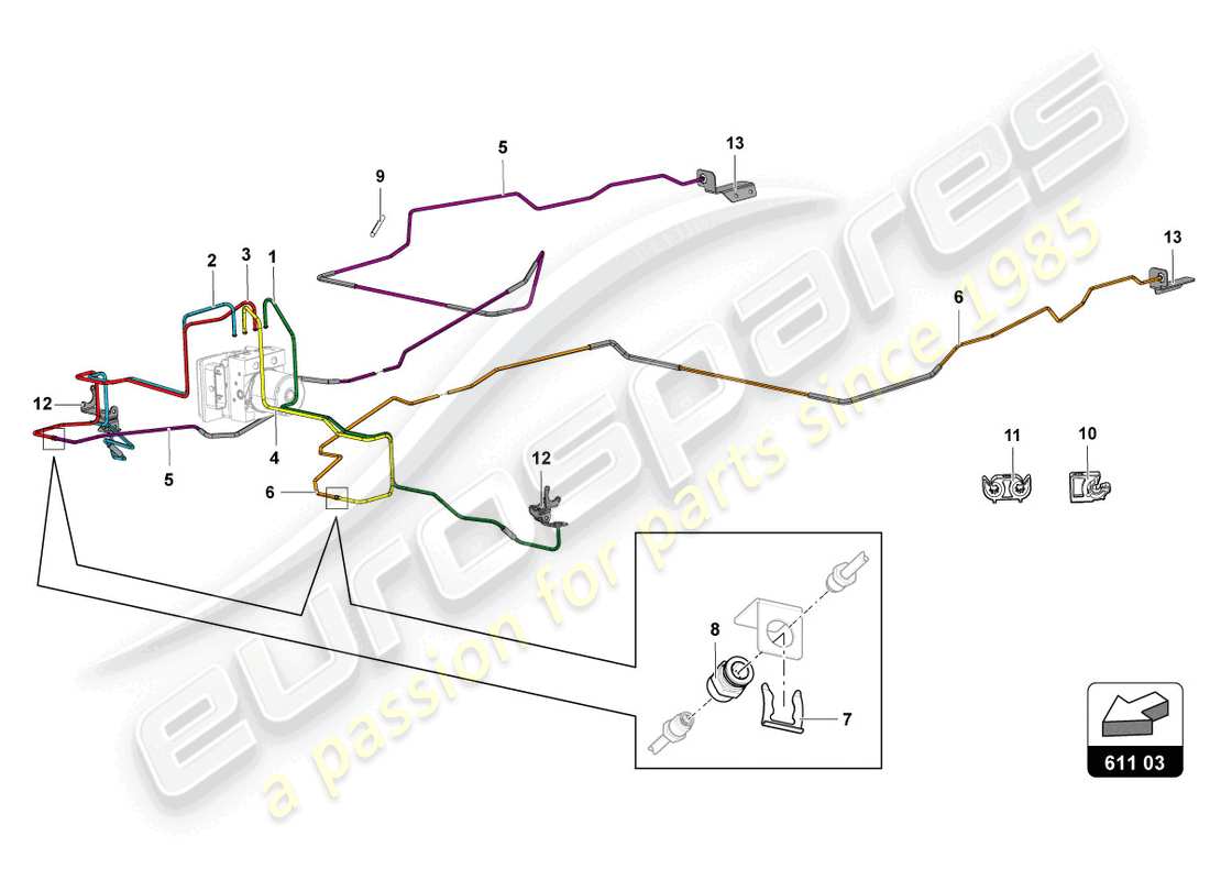 lamborghini lp770-4 svj coupe (2022) brake servo, pipes and vacuum system parts diagram