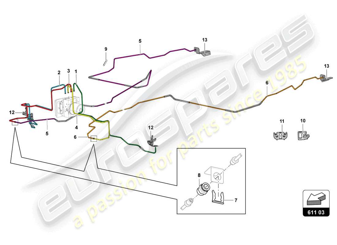 lamborghini lp770-4 svj coupe (2022) brake servo, pipes and vacuum system part diagram