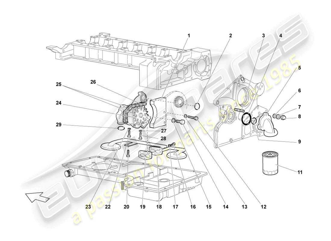 lamborghini lp640 roadster (2010) oil pump part diagram